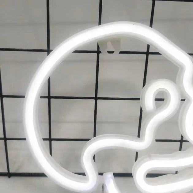 Неоновый LED светильник «Череп» белый для стены на батарейках/USB 22х18 см - Фото 4 Неоновый LED светильник «Череп» белый для стены на батарейках/USB 22х18 см - изображение 4