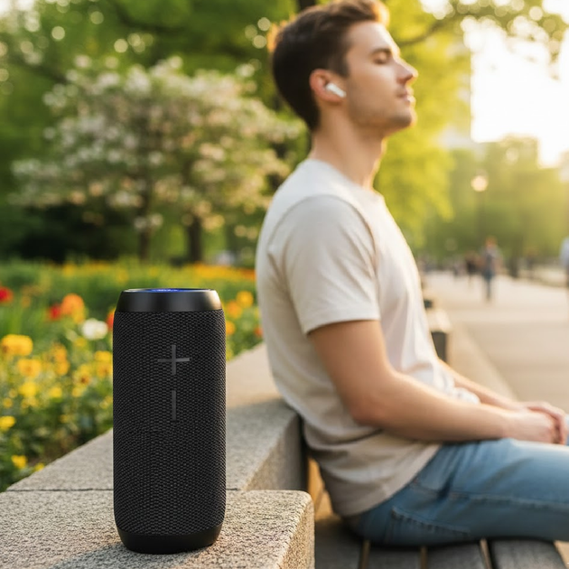 Портативная Bluetooth-колонка Hopestar P7 10 Вт с аккумулятором 2000 мАч USB AUX Черная мобильная акустика для активного отдыха и путешествий - изображение 2