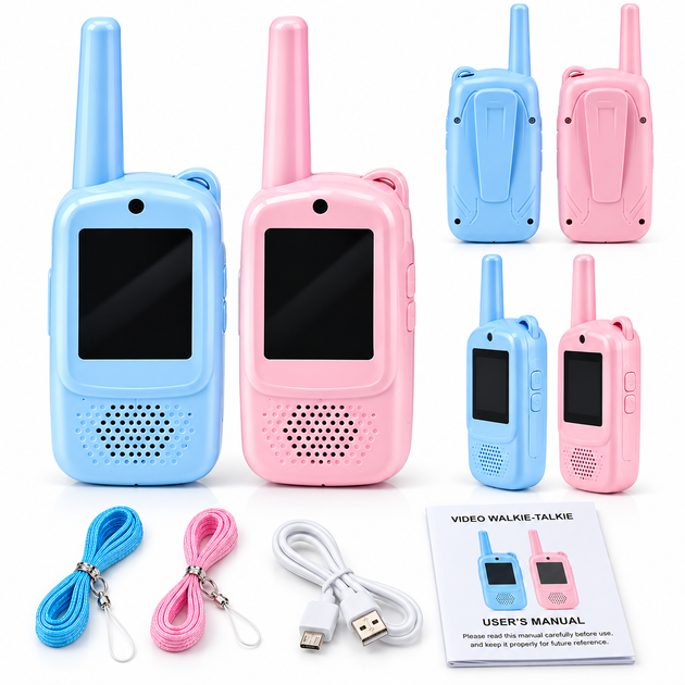 Дитячі рації Walkie Talkie 2 шт з відеозв’язком камерою та кольоровим екраном - Фото 2 Дитячі рації Walkie Talkie 2 шт з відеозв’язком камерою та кольоровим екраном - зображення 2