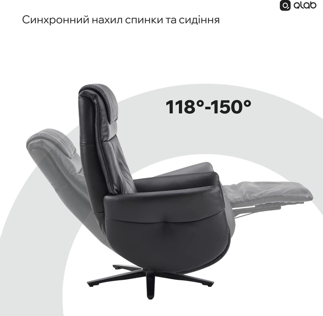 Крісло-реклайнер софа Qlab RC268B Leather Black - зображення 10