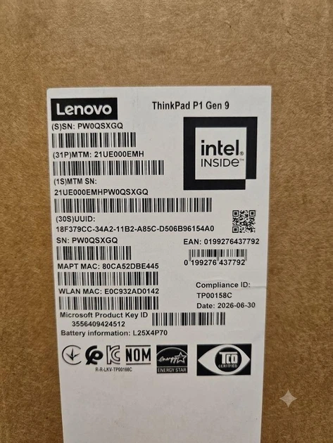 Ноутбук Lenovo ThinkPad P1 Gen 9 RTX PRO 1000/Ultra 7 356H/32GB/1TB Win.11 - Фото 2 Ноутбук Lenovo ThinkPad P1 Gen 9 RTX PRO 1000/Ultra 7 356H/32GB/1TB Win.11 - изображение 2