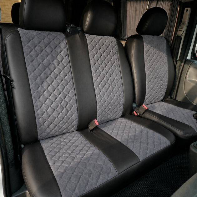 Авточехлы Alux Volkswagen LT28 (LT II) Серые экокожа + алькантара 1+2 (AL12-0506) - изображение 3