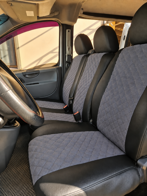 Авточехлы Alux Volkswagen LT28 (LT II) Серые экокожа + алькантара 1+2 (AL12-0506) - изображение 5