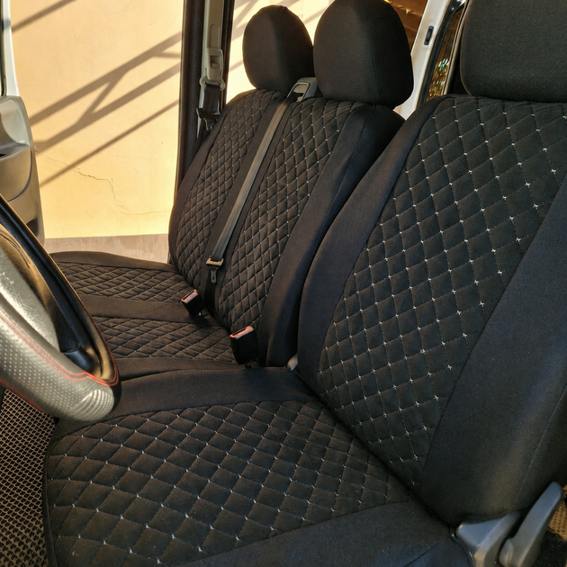 Авточехлы Antar Volkswagen LT Черные с серой строчкой антара + жаккард 1+2 (ANP12-0544) - изображение 5