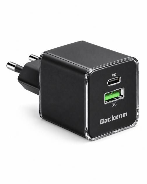 Мережевий зарядний пристрій Qackenm GaN 30W USB-C PD/PPS + USB-A, 2 порти, Black (P858-GAN330W-EU) (COPY) - Фото 3 Мережевий зарядний пристрій Qackenm GaN 30W USB-C PD/PPS + USB-A, 2 порти, Black (P858-GAN330W-EU) (COPY) - изображение 3
