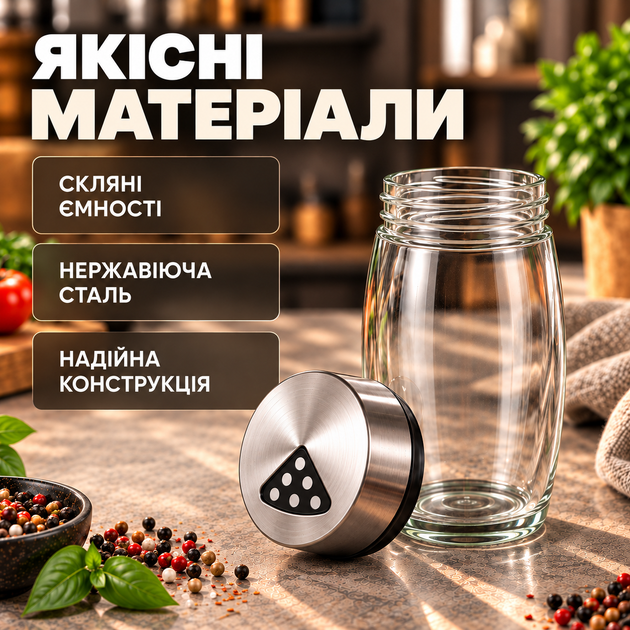 Набір для спецій обертовий органайзер ємностей для солі та перцю кухонний набір для спецій з кришками посуд для приправ 6 баночок Kayfovo OR-6 - зображення 3