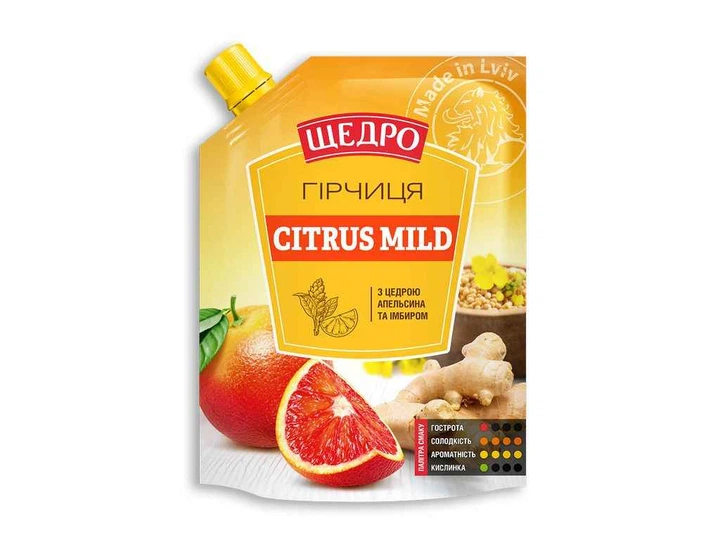 Гiрчиця ЩЕДРО 120г CITRUS MILD д/п - Фото 1 Гiрчиця ЩЕДРО 120г CITRUS MILD д/п - зображення 1