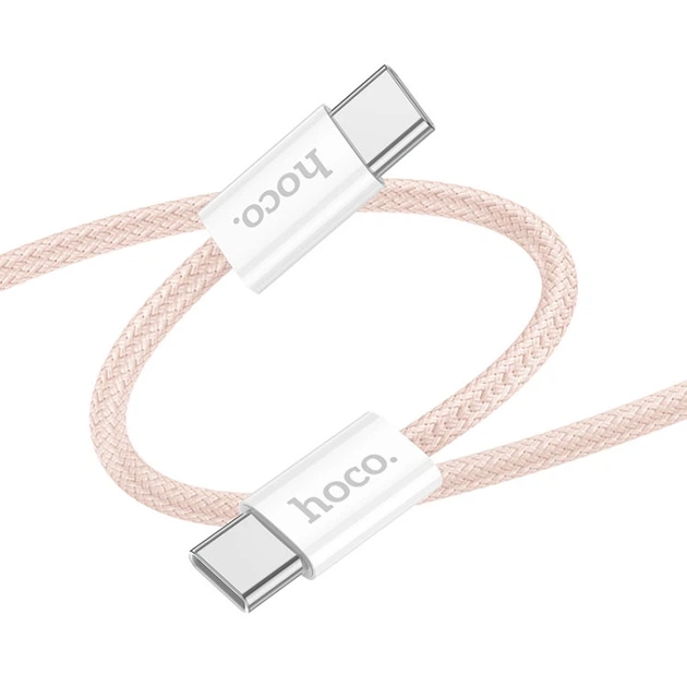 Кабель HOCO X104 Source charging data cable Type-C to Type-C 60W 2m Pink - Фото 1 Кабель HOCO X104 Source charging data cable Type-C to Type-C 60W 2m Pink - изображение 1