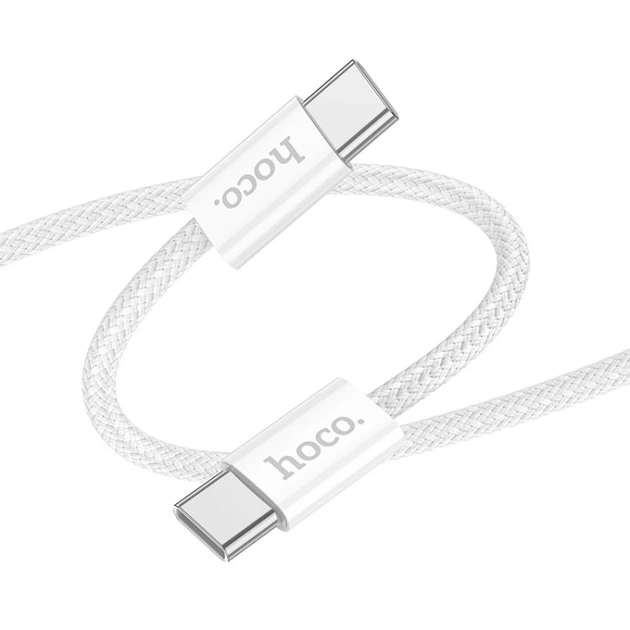 Кабель HOCO X104 Source charging data cable Type-C to Type-C 60W 2m White - Фото 1 Кабель HOCO X104 Source charging data cable Type-C to Type-C 60W 2m White - изображение 1