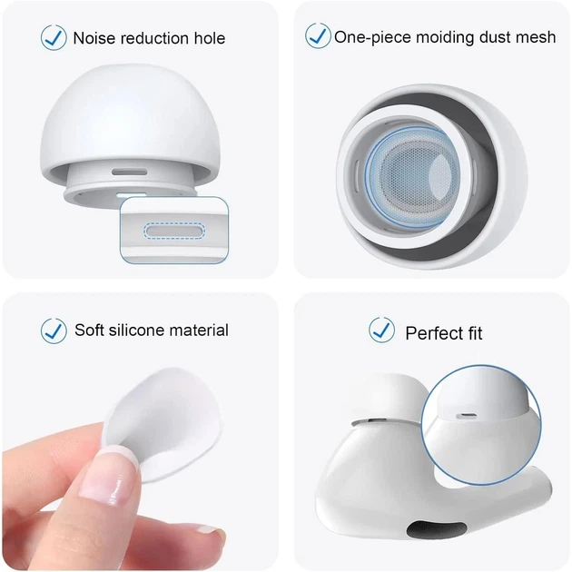 Амбушюры для AirPods Pro 3 комплект 4 пары 4 размера L/M/S/XS (Тип2), White - изображение 4