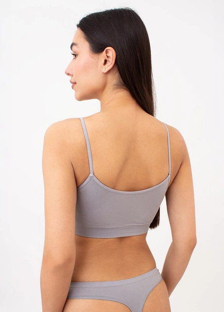 Безшовний топ на тонких бретелях Giulia CAMI TOP L/XL Grey-griffin, кроп топ з мікрофібри, повсякденний - зображення 5