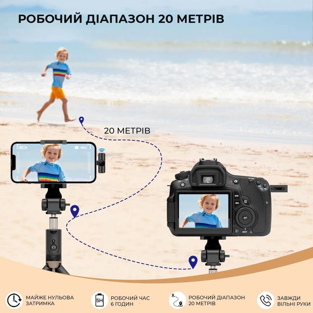 Петличный беспроводной микрофон Lightning Черный - Фото 5 Петличный беспроводной микрофон Lightning Черный - изображение 5