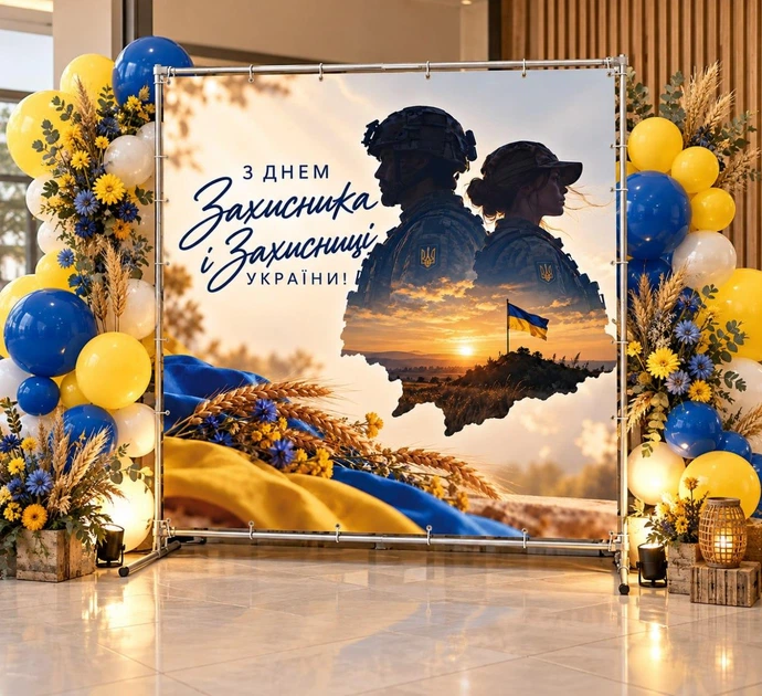 Баннер. День защитника Украины "Флаг Украины" размер 2х2м. С люверсами. - Фото 2 Баннер. День защитника Украины "Флаг Украины" размер 2х2м. С люверсами. - изображение 2