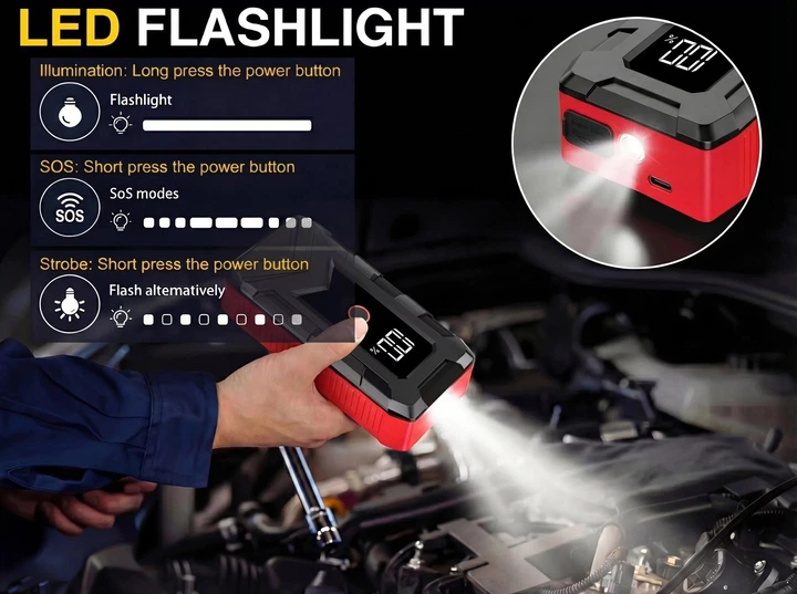 Автомобильное пускозарядное устройство Jump Starter DY02 (Черно-красный) - изображение 3