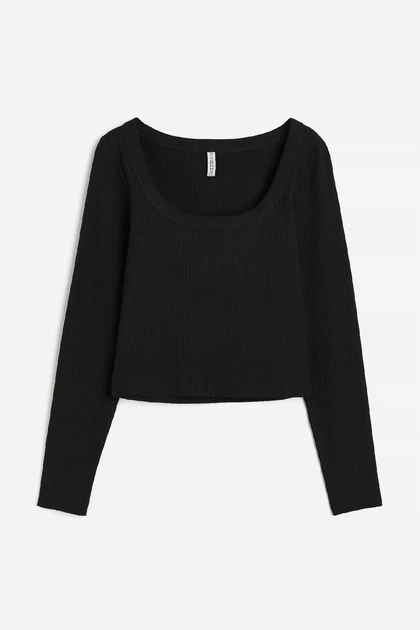 Лонгслів жіночий H&M 061199857_black S Чорний (6666000387127) - Фото 1 Лонгслів жіночий H&M 061199857_black S Чорний (6666000387127) - зображення 1