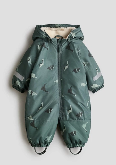 Комбинезон детский зимний H&M зелёный с динозаврами 104 см - Фото 1 Комбинезон детский зимний H&M зелёный с динозаврами 104 см - изображение 1