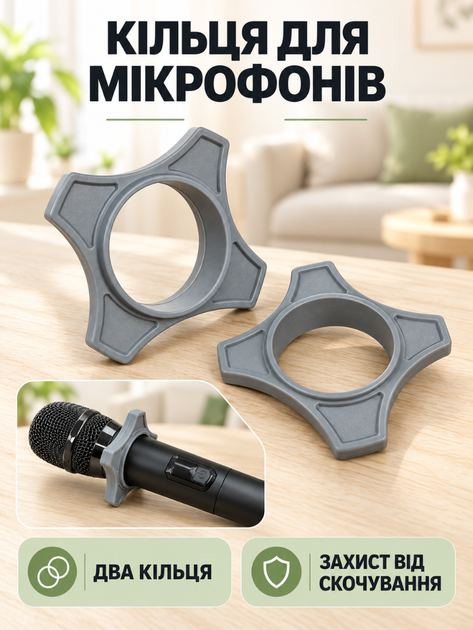 Портативная беспроводная караоке-система UHF на 2 аккумуляторных микрофона с приемником и зарядкой USB-C для вокала и караоке черная (37261121) - изображение 8