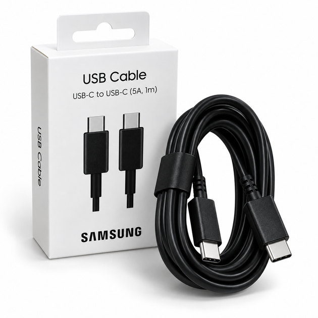 Кабель для Samsung USB Type-C – Type-C 60W 5A 1 м чорний - Фото 1 Кабель для Samsung USB Type-C – Type-C 60W 5A 1 м чорний - зображення 1