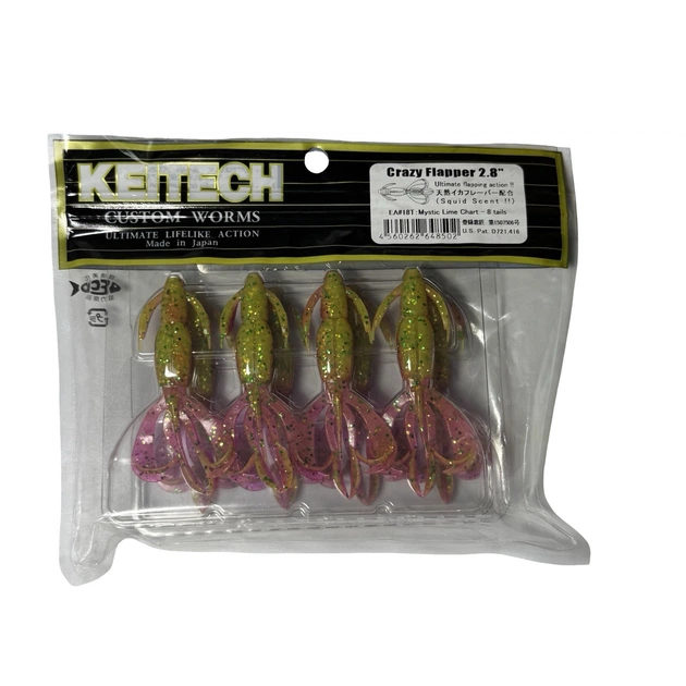 Силікон Keitech Crazy Flapper 2.8" EA#18 mystic lime chart (8 шт/уп),1551.12.78 - Фото 1 Силікон Keitech Crazy Flapper 2.8" EA#18 mystic lime chart (8 шт/уп),1551.12.78 - зображення 1