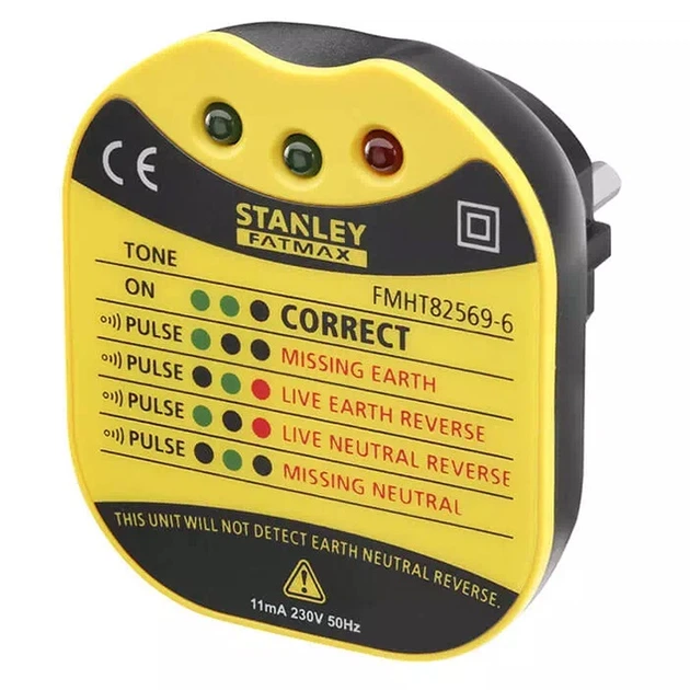 Тестер розеток настінний Stanley Fatmax AC 230 V - Фото 1 Тестер розеток настінний Stanley Fatmax AC 230 V - зображення 1