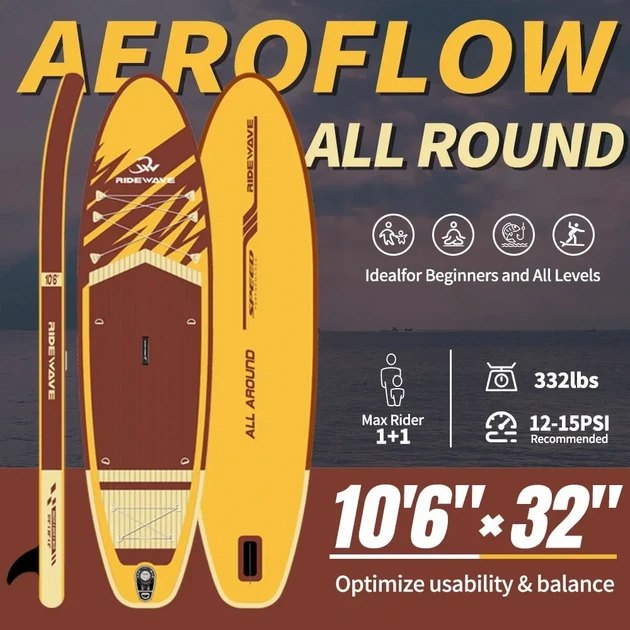 Сапборд RIDEWAY AEROFLOW 10’6″х32"х6" RW2611046 — надувна дошка для САП серфінгу, sup board - Фото 2 Сапборд RIDEWAY AEROFLOW 10’6″х32"х6" RW2611046 — надувна дошка для САП серфінгу, sup board - зображення 2