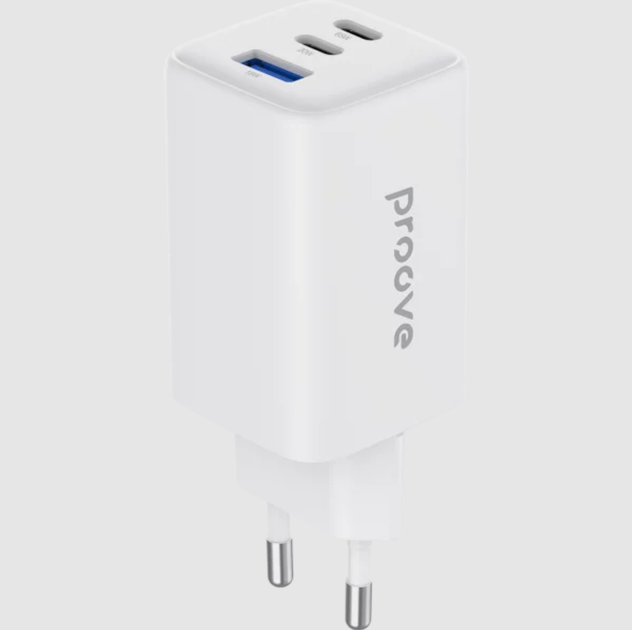 Сетевое зарядное устройство Proove Pocket GaN 65W QC4.0 PD3.0 2×USB Type-C + USB-A для ноутбука, смартфона и планшета, белое - Фото 2 Сетевое зарядное устройство Proove Pocket GaN 65W QC4.0 PD3.0 2×USB Type-C + USB-A для ноутбука, смартфона и планшета, белое - изображение 2