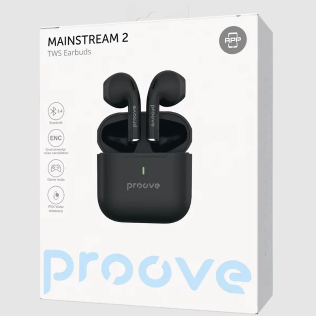 Наушники TWS Proove Mainstream 2 Bluetooth 5.4, ENC, Game Mode, IPX4, черные - изображение 3