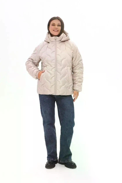 Куртка женская зимняя большого размера UF-fashion 1222-r 64 пудра - Фото 2 Куртка женская зимняя большого размера UF-fashion 1222-r 64 пудра - изображение 2