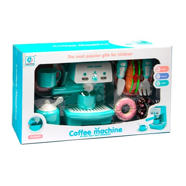 Детская игрушка кофеварка Kitchen set 18см, льется вода,звук,свет,продукты,посуда YH189-5B - Фото 2 Детская игрушка кофеварка Kitchen set 18см, льется вода,звук,свет,продукты,посуда YH189-5B - изображение 2