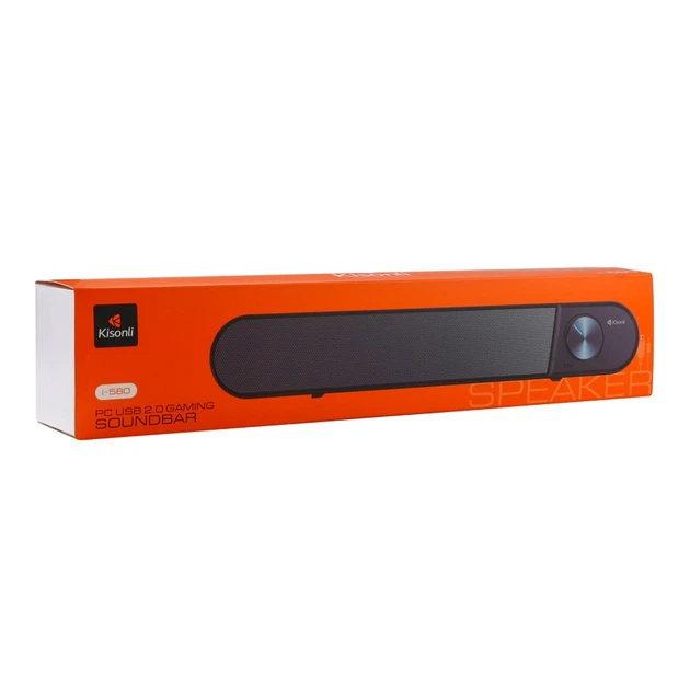 Комп'ютерна колонка-саундбар Kisonli i-580 6W (2×3W), стереоколонки з двома динаміками для ПК, ноутбука та комп'ютера Black - изображение 2