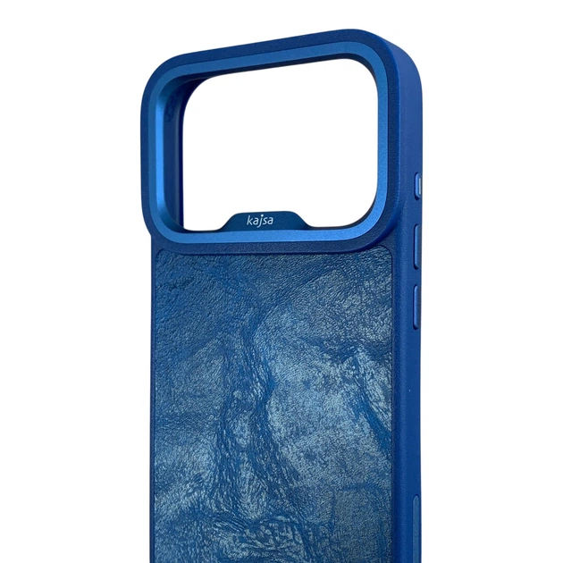 Чехол Kajsa Glamorous Crazy Horse для iPhone 17 Pro синий Blue Plus (MagSafe, металлическое кольцо камеры, премиум) - Фото 4 Чехол Kajsa Glamorous Crazy Horse для iPhone 17 Pro синий Blue Plus (MagSafe, металлическое кольцо камеры, премиум) - изображение 4