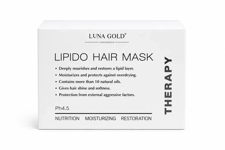 Липидная маска для восстановления волос LUNA GOLD Lipido Therapy 250 мл - изображение 3