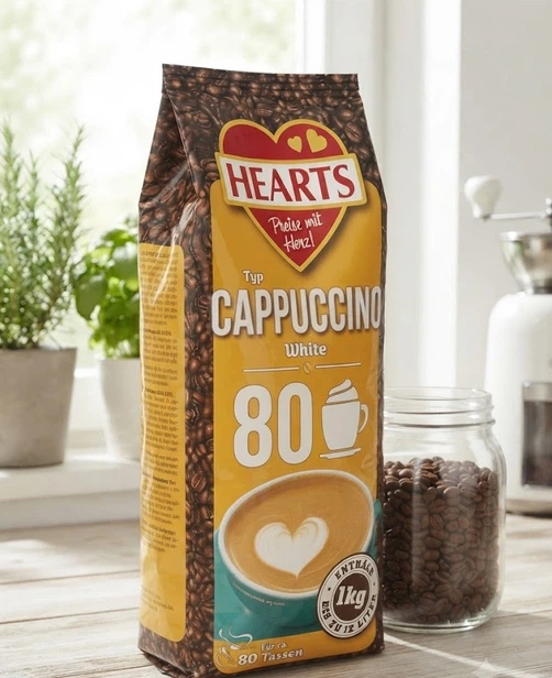 Капучино растворимый Hearts Cappuccino White 1010 г сливочный кофейный напиток порошковый с густой молочной пенкой кремовой текстурой насыщенным ароматом нежным вкусом быстрого приготовления для дома офиса путешествий - Фото 7 Капучино растворимый Hearts Cappuccino White 1010 г сливочный кофейный напиток порошковый с густой молочной пенкой кремовой текстурой насыщенным ароматом нежным вкусом быстрого приготовления для дома офиса путешествий - изображение 7