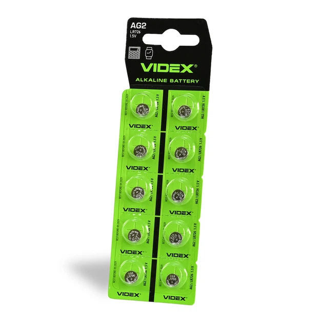 Батарейка годинникова Videx AG 2/LR726 BLISTER CARD 10 шт VIDEX (23422-000) - Фото 1 Батарейка годинникова Videx AG 2/LR726 BLISTER CARD 10 шт VIDEX (23422-000) - изображение 1