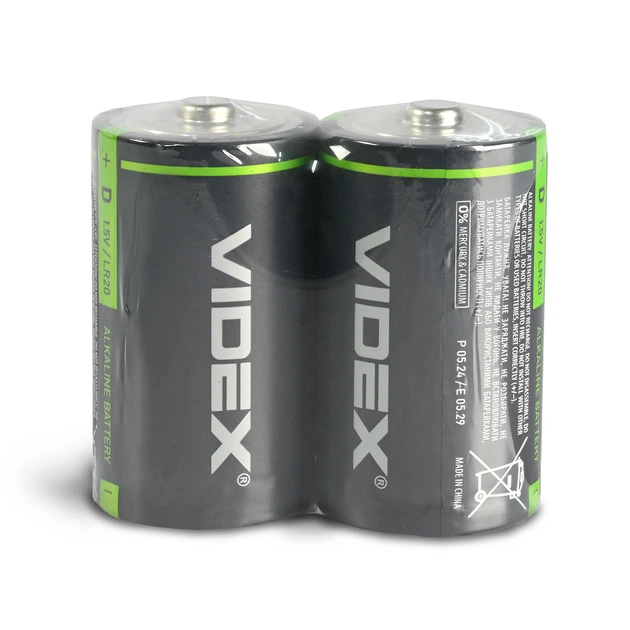 Батарейка лужна Videx LR20/D 2шт SHRINK VIDEX (22529-000) - Фото 2 Батарейка лужна Videx LR20/D 2шт SHRINK VIDEX (22529-000) - изображение 2