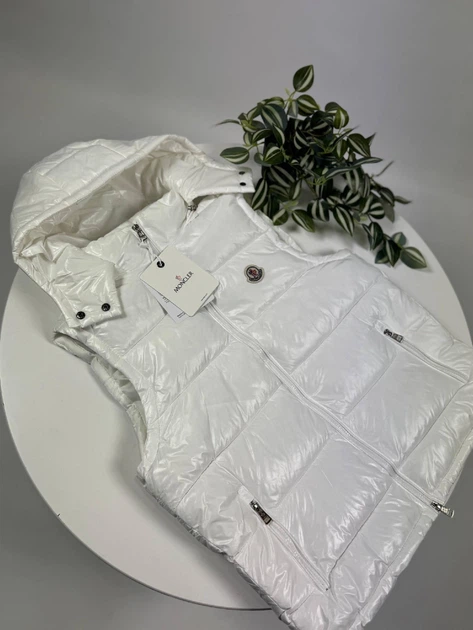 Безрукавка Moncler з NFC чіпом жилетка біла знімний капюшон XL 4464 - зображення 2