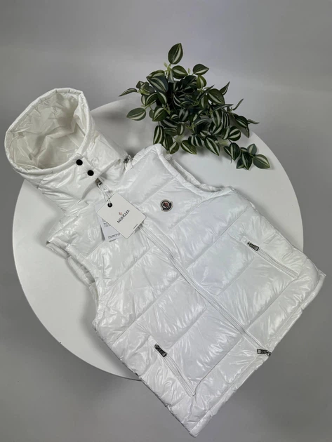 Безрукавка Moncler з NFC чіпом жилетка біла знімний капюшон XL 4464 - зображення 5