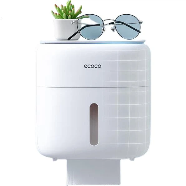 Коробка для туалетной бумаги Ecoco для ванной комнаты, двухслойная, настенного монтажа, сверление не требуется. - изображение 3