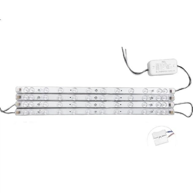 Светодиодный потолочный светильник Foshan Lighting (FSL) с четырьмя сменными лампами мощностью 40 Вт, магнитным креплением, линейный световой модуль, белый свет (6500K), диаметр 410 мм, с клеммной колодкой. - изображение 2