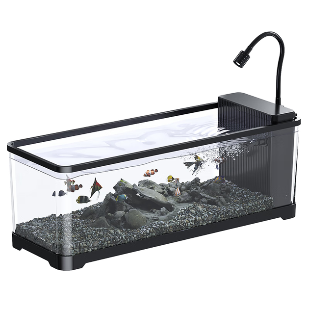 Аквариум KUOTING Stream Aquarium 2025, новая модель, интегрированная система оксигенации, ленивый экологический ландшафт, боковой фильтр, аквариум для ручья [черный] - изображение 4