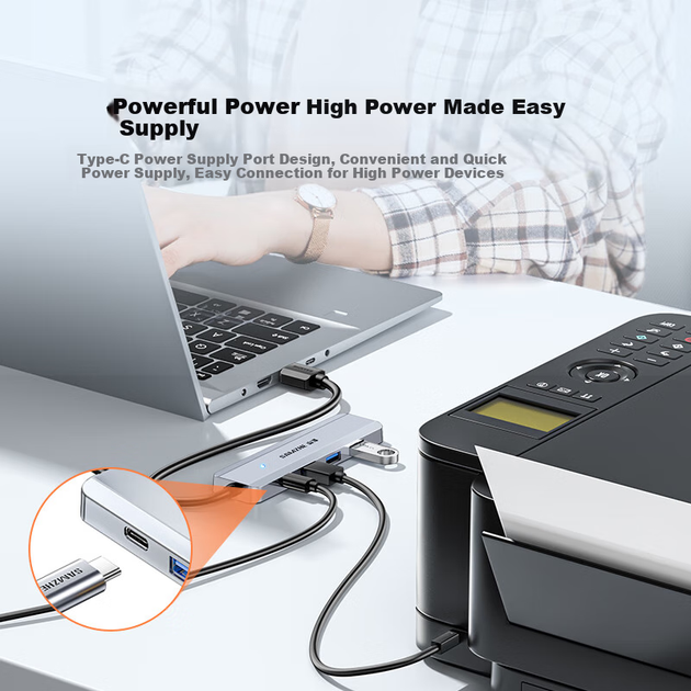 SAMZHE USB3.0 Hub Expander, высокоскоростной 4-портовый разветвитель-док-станция, многопортовый адаптер-конвертер для ноутбука, удлинительный кабель HUB11 - изображение 7