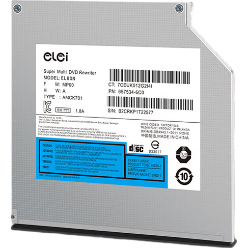 Встроенный оптический привод для ноутбуков Elei, толщина 9,5 мм, интерфейс SATA EL80N23, совместим с Lenovo, HP, Haier, Hasee и Dell. - изображение 4