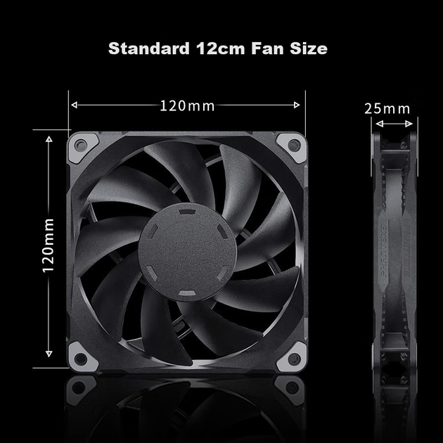 Вентилятор для охлаждения корпуса PHANTEKS M25 Elegant Black 12 см (гидравлический подшипник FDB, последовательный кабель, 4-контактный ШИМ-контроль температуры, тип воздушного потока, 2000 об/мин, высокопроизводительный подшипниковый узел) - изображение 5