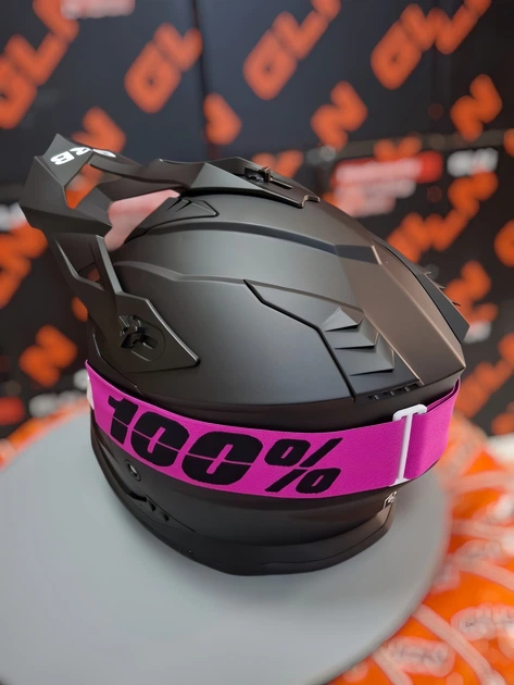 Кросовий мотошолом G-Lion GRB M 57–58 см, матово-чорний, рожеві окуляри 100%, DOT/ECE R22.06 - зображення 4