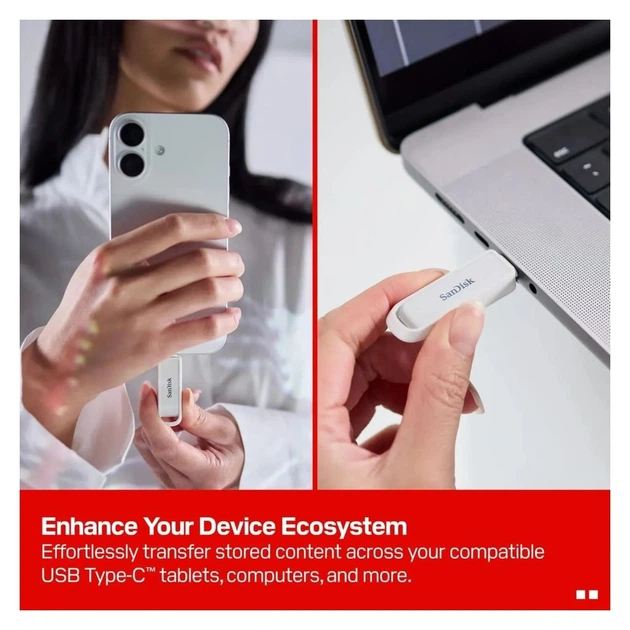 USB флеш накопитель SanDisk 256GB iXpand Arctic White Type-C (SDIXS0N-256G-GN6NE) - изображение 3