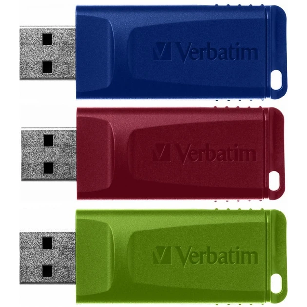 USB флеш накопичувач Verbatim 3x16GB Slider Red/Blue/Green USB 2.0 (49326) - Фото 2 USB флеш накопичувач Verbatim 3x16GB Slider Red/Blue/Green USB 2.0 (49326) - зображення 2