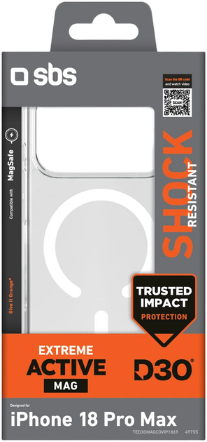 Панель SBS Active Case D3O MagSafe для Apple iPhone 18 Pro Max Transparent (8018417549755) - Фото 2 Панель SBS Active Case D3O MagSafe для Apple iPhone 18 Pro Max Transparent (8018417549755) - изображение 2