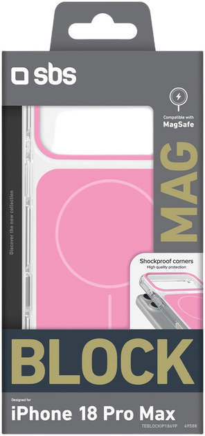 Панель SBS Block Case MagSafe для Apple iPhone 18 Pro Max Pink (8018417549588) - зображення 2
