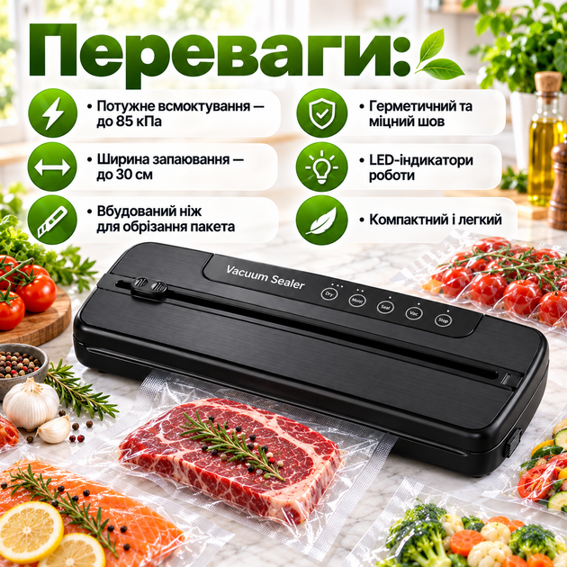 Вакууматор SUNNY HOUSE 100 Вт 85 кПа до 30 см автоматический для продуктов - изображение 2