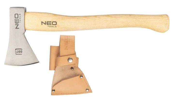 Универсальный топор Neo Tools Bushcraft, рукоятка ясень, 34.5 см, 400 г, кожаный чехол. - изображение 2
